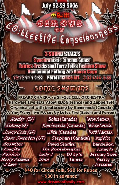 Circus of Collective Consciousness flyer, Saturday, July 22, 2006