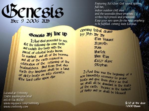 Genesis flyer, Saturday, December 9, 2006