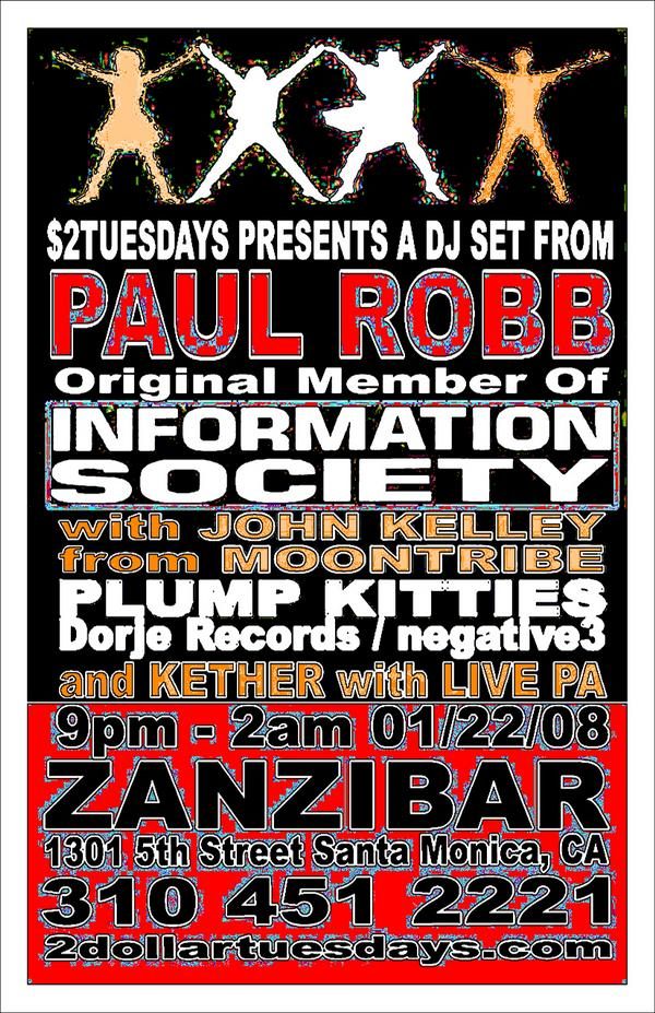 $2 Tuesdays - Paul Robb DJ set flyer, Tuesday, January 22, 2008