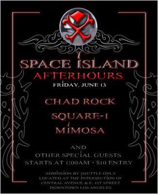 Space Island Afterhours flyer, Friday, June 13, 2008