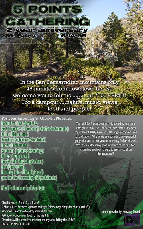 5 Points Gathering 2 Year Anniversary flyer, Saturday, June 14, 2008