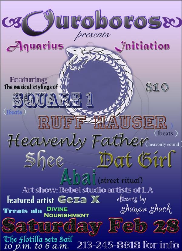 Aquarius Initiation flyer, Saturday, February 28, 2009