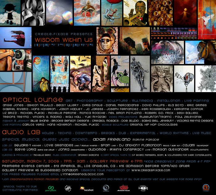 Create:Fixate presents Wisdom Within Us flyer, Saturday, March 7, 2009