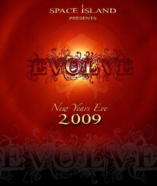 Evolve New Years Eve 2009 flyer, Thursday, December 31, 2009