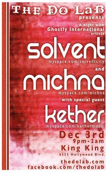 The Do LaB presents Solvent and Michna flyer, Friday, December 3, 2010