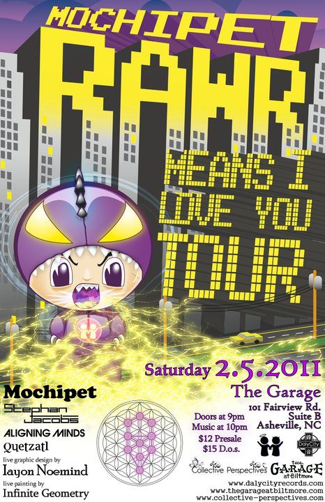 Mochipet Rawr Means I Love You Tour flyer, Saturday, February 5, 2011