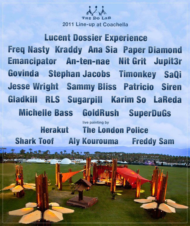 The Do LaB 2011 Line-up at Coachella flyer, Saturday, April 16, 2011