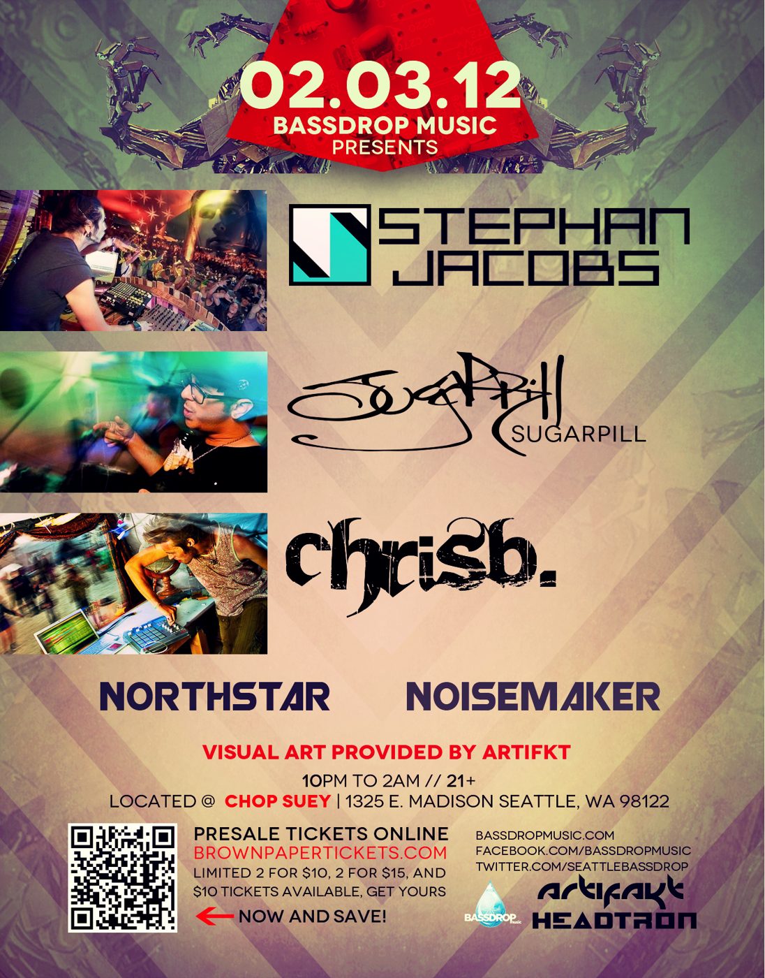 Bassdrop Music presents flyer, Friday, February 3, 2012