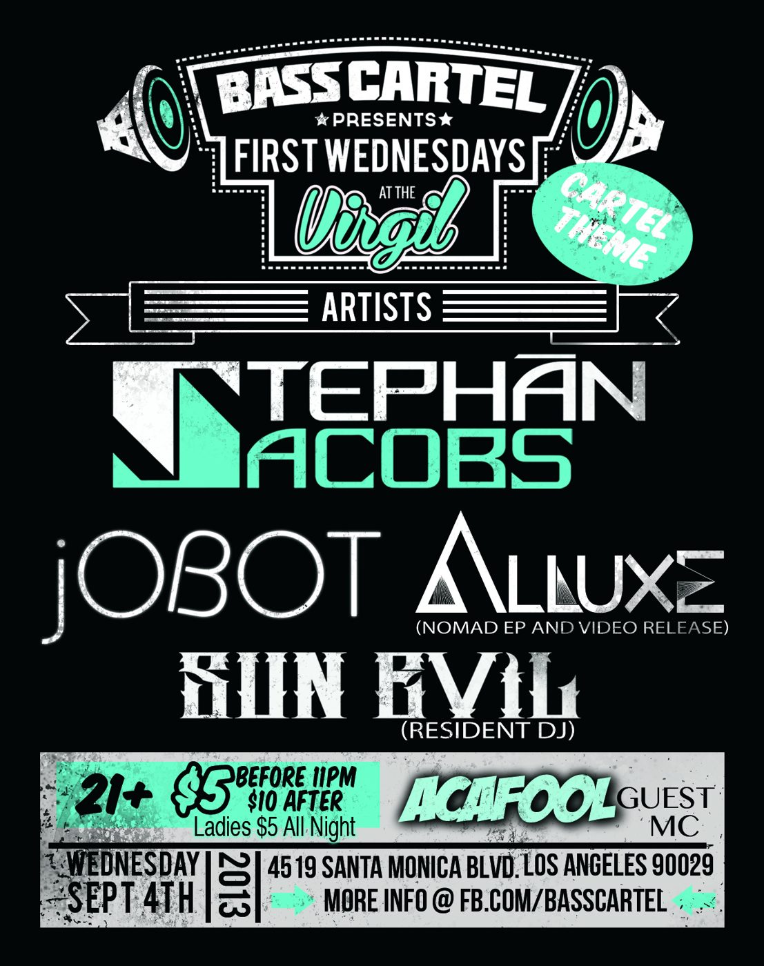 Bass Cartel presents First Wednesdays at the Virgil flyer, Wednesday, September 4, 2013