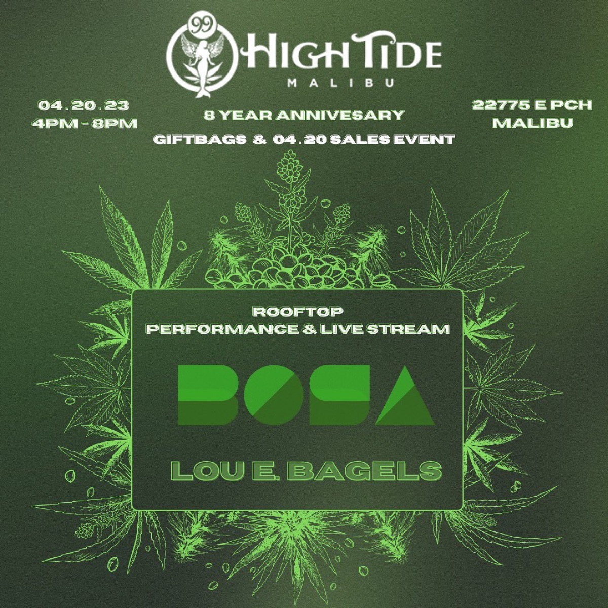 99 High Tide 8 Year Anniversary flyer, Thursday, April 20, 2023