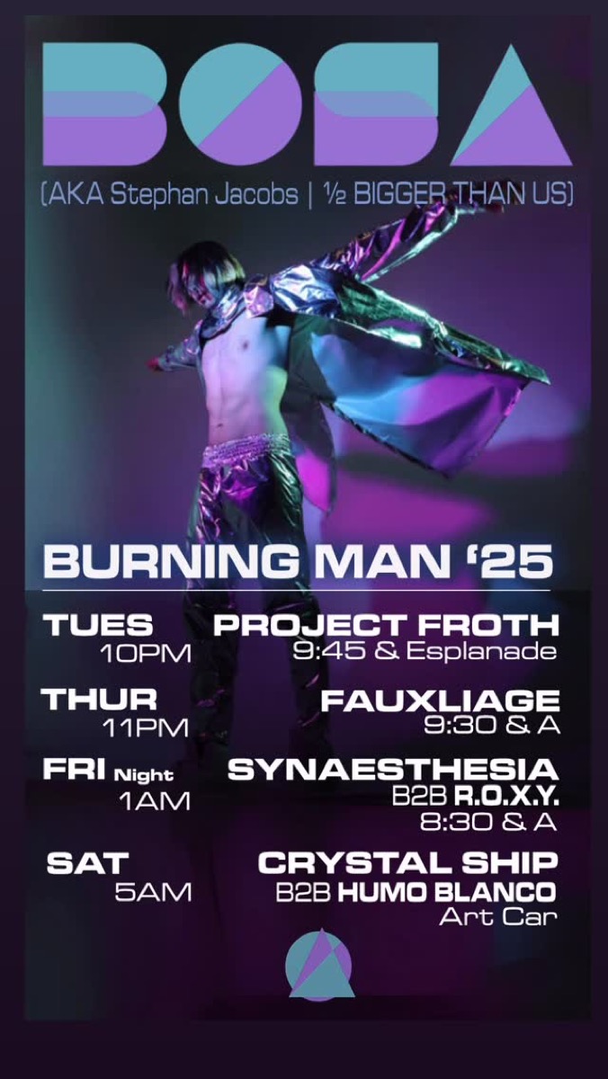BOSA at Burning Man 2025 flyer, Tuesday, August 26, 2025