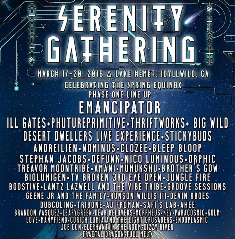 Serenity Gathering 2016 flyer, Thursday, March 17, 2016