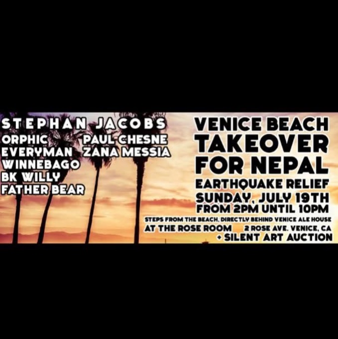 Venice Beach Takeover for Nepal: Earthquake Relief flyer, Sunday, July 19, 2015