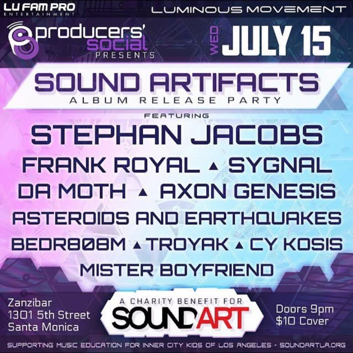 Sound Artifacts Album Release Party flyer, Wednesday, July 15, 2015