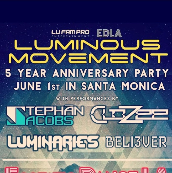 Luminous Movement 5 Year Anniversary flyer, Wednesday, June 1, 2016