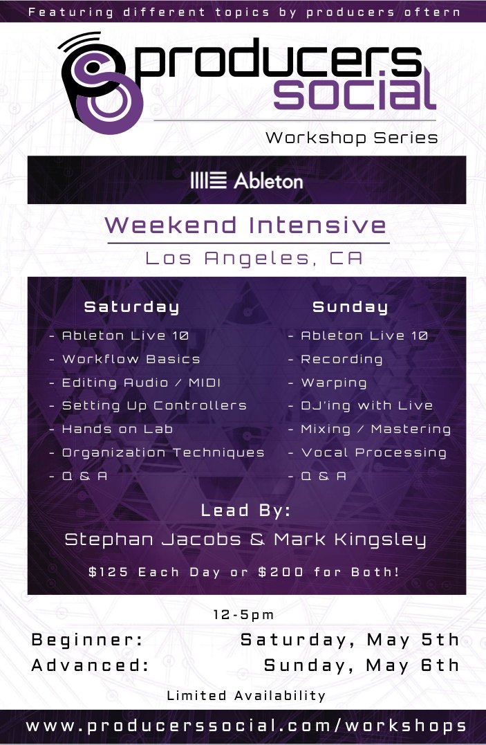 Producers Social Workshop Series: Ableton Weekend Intensive flyer, Saturday, May 5, 2018