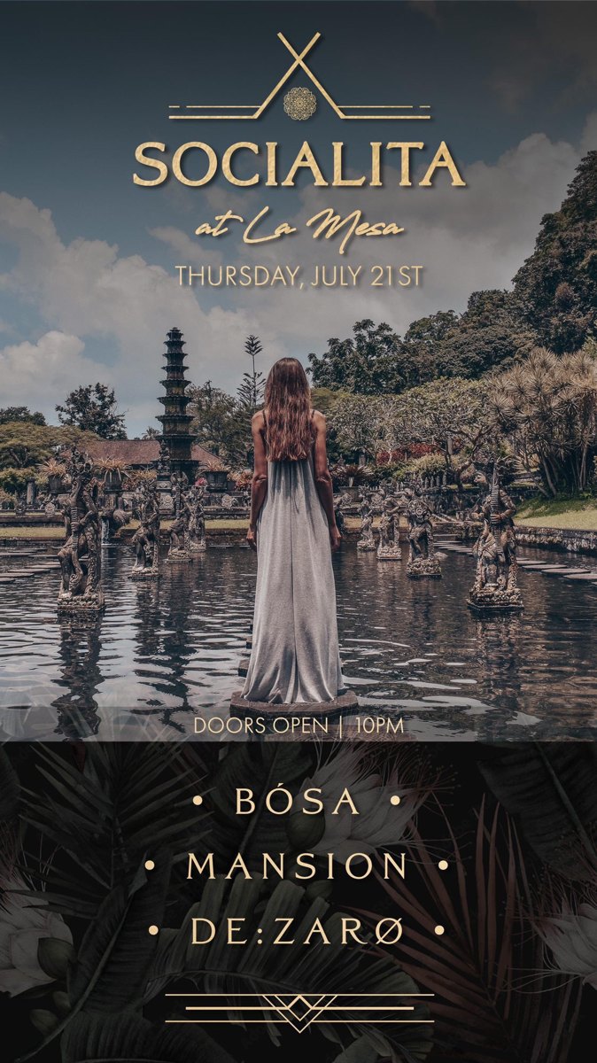 Socialita at La Mesa flyer, Thursday, July 21, 2022