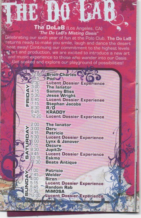 The Do LaB at Coachella flyer, Friday, April 16, 2010